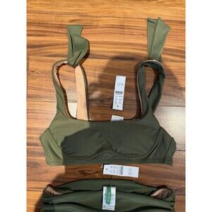J.Crew Underwire Bikini Top XS Sage/Olive/Cypress Green Wide Strap Swim Top NWT